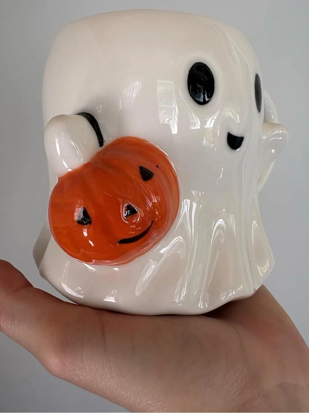 Halloween Ghost Coffee Mug with Pumpkin 14 oz ~ Spooky Fall Office Home Gifts